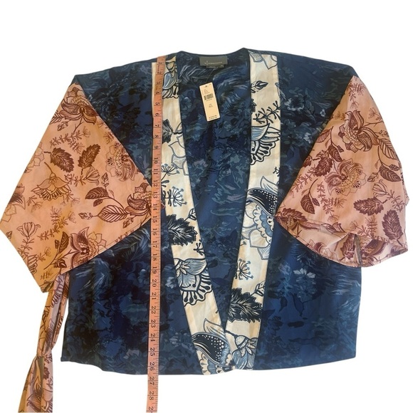 NWT Anthropologie Tori Cropped Kimono Mixed Pattern Open Cardigan One Size - Picture 6 of 9